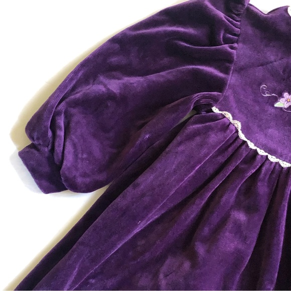 NWT Rebecca Raggs Original Royal Purple Velvet Lace Embroidered Dress Size 3T - Picture 3 of 13